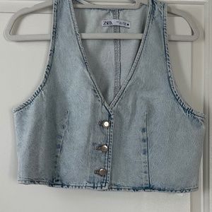 Zara Cropped Denim Vest
